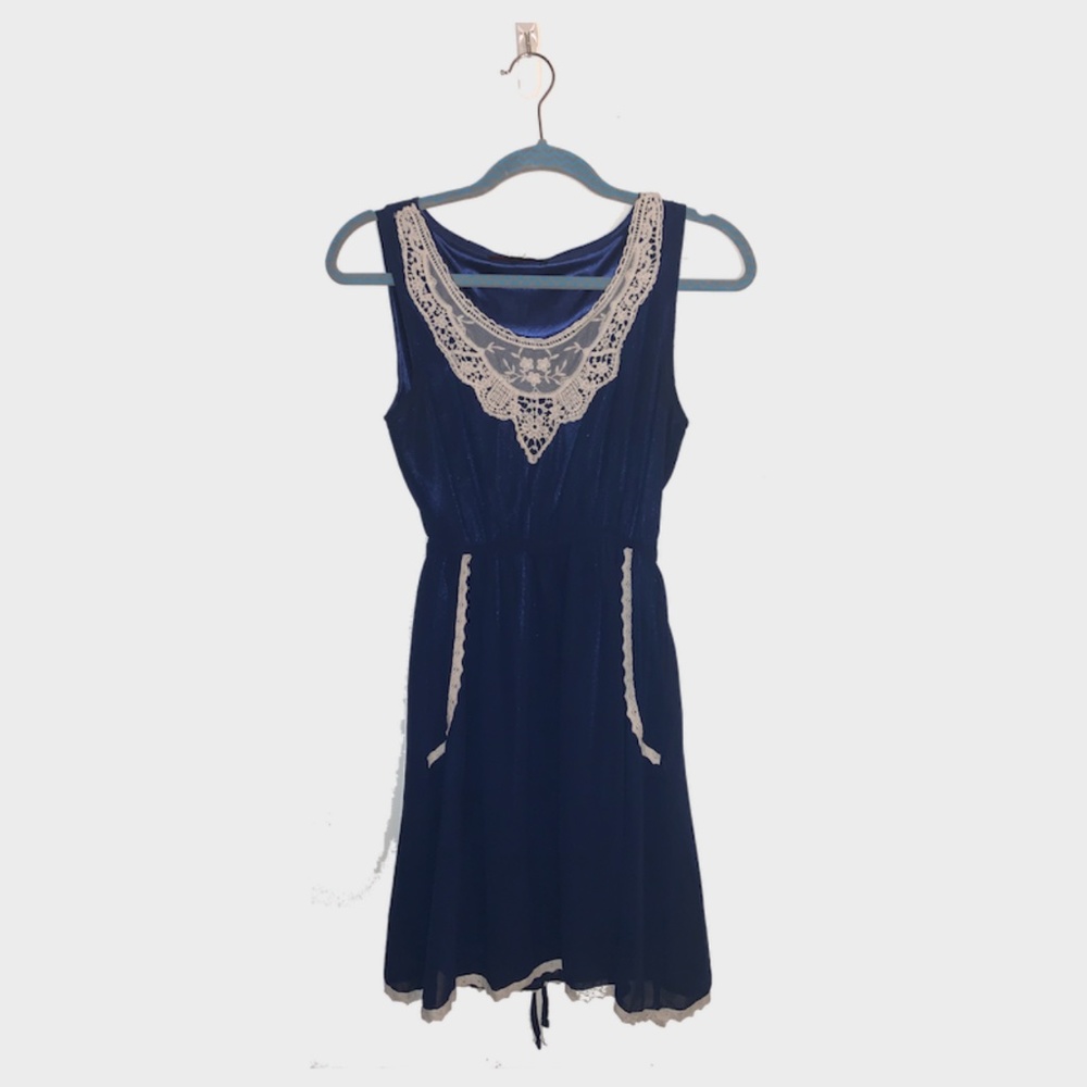 Navy and White Victorian Summer Dress